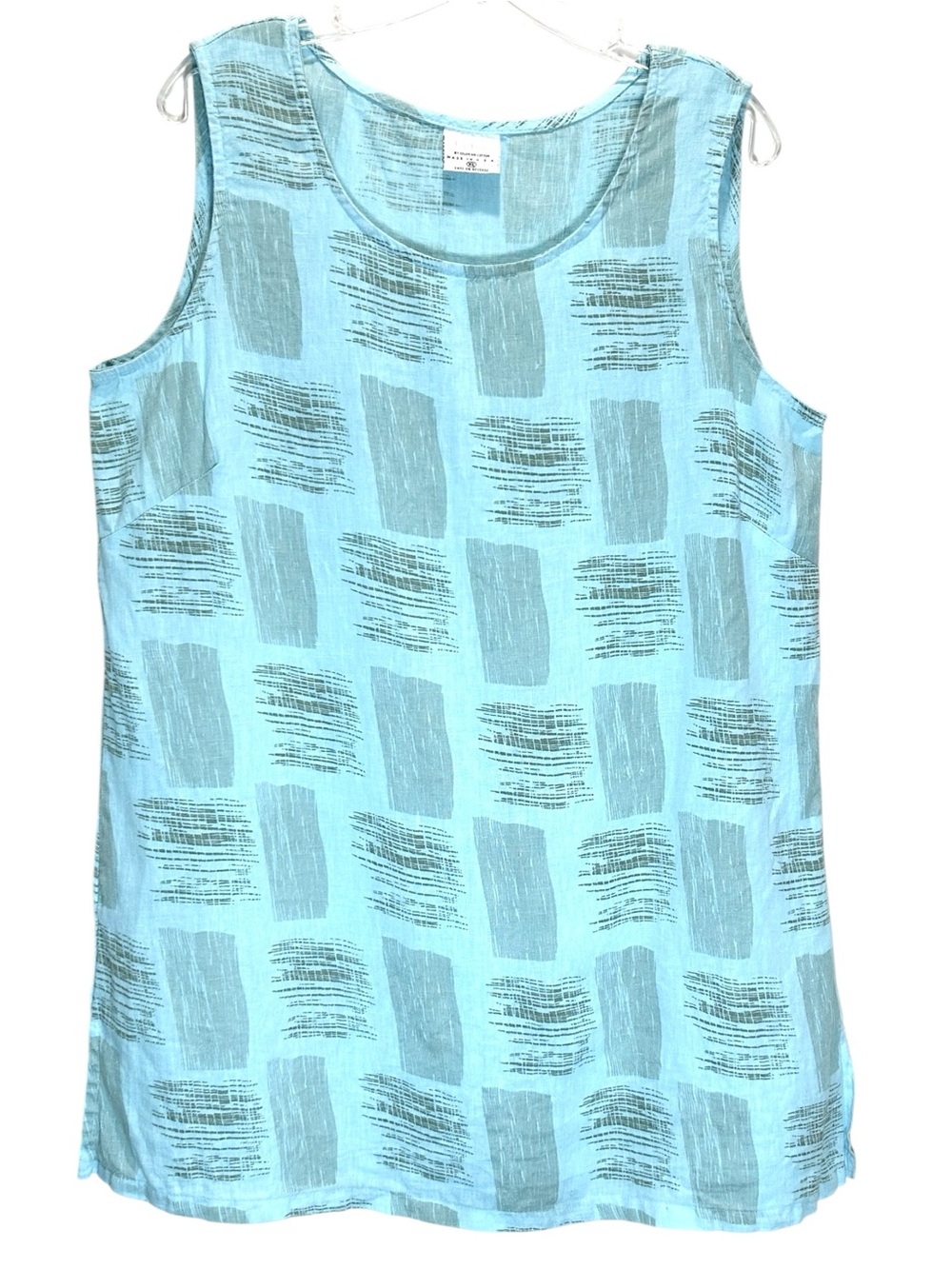 Click by Color Me Cotton Aqua Linen Relaxed Fit Sleeveless Tunic - Extra Large